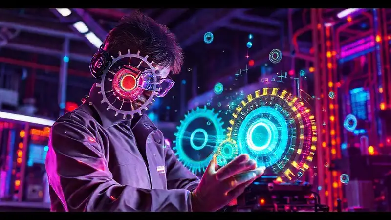 Ingeniero futurista diseñando hologramas tecnológicos innovadores