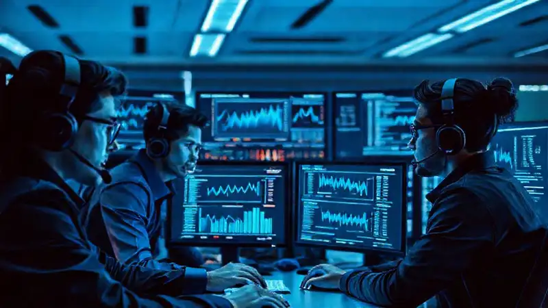 Equipo de ciberseguridad analizando datos digitales