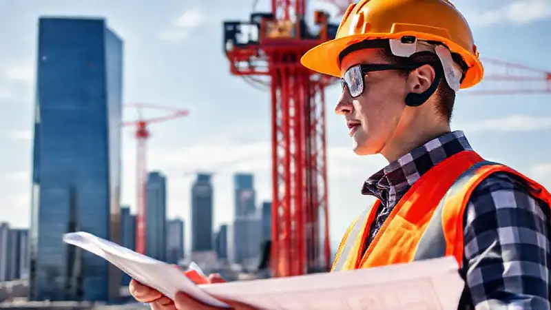Ingeniero civil trabajando en construcción moderna