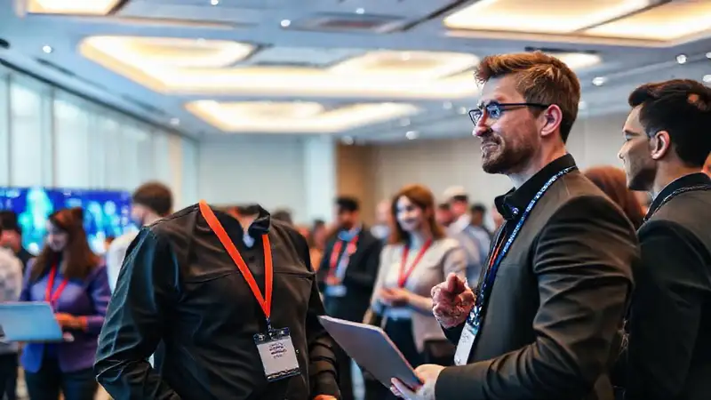 Ingeniero mecánico en evento de networking moderno