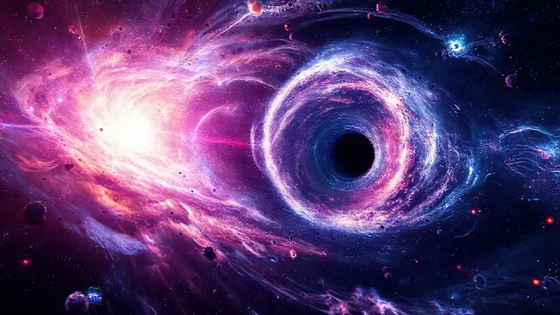 Explosión cósmica con galaxias y energías oscuras
