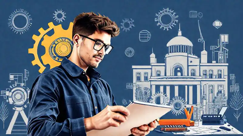 Estudiante de ingeniería diseñando maquinaria futurista