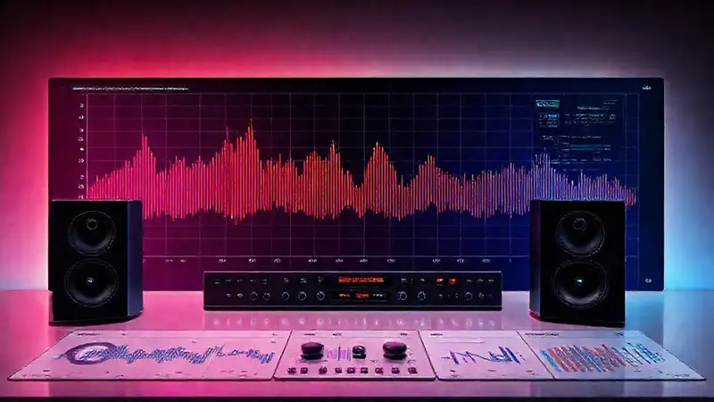 Diseño moderno de ondas y componentes de sonido