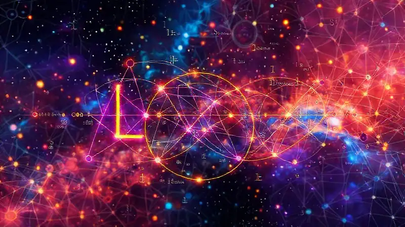 Diagramas científicos futuristas con símbolos algebraicos