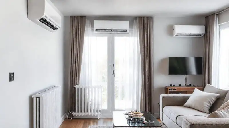 Interiores modernos con calefacción y aire acondicionado