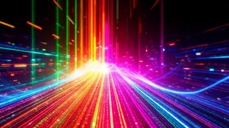 Espectro de frecuencias digitales con colores vibrantes