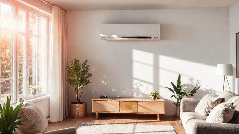 Sala moderna con aire acondicionado y luz cálida
