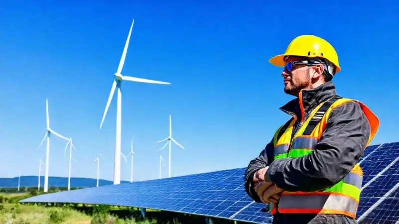 Tecnología renovable futurista en paisaje verde