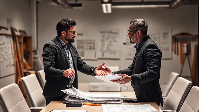 Ingenieros civiles negocian con confianza y planos
