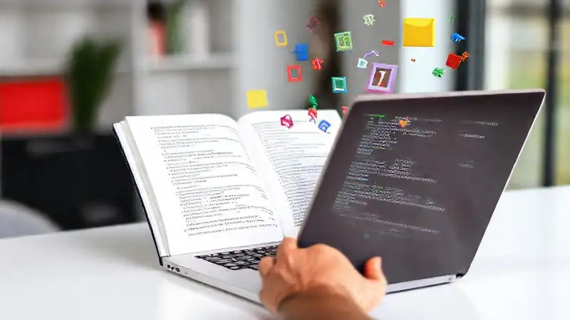 Persona programando en entorno moderno y vibrante
