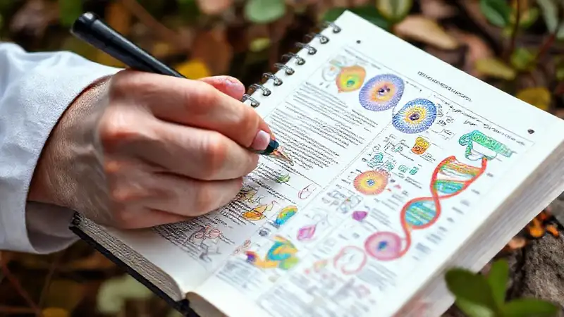 Cuaderno abierto con notas educativas y coloridas