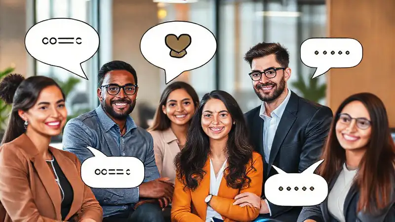 Entrevista moderna con gente diversa y comunicativa