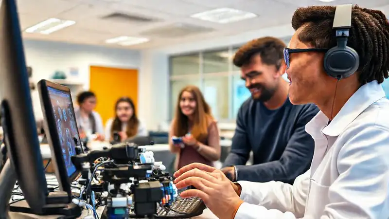 Estudiante de ingeniería biomédica en entorno colaborativo digital