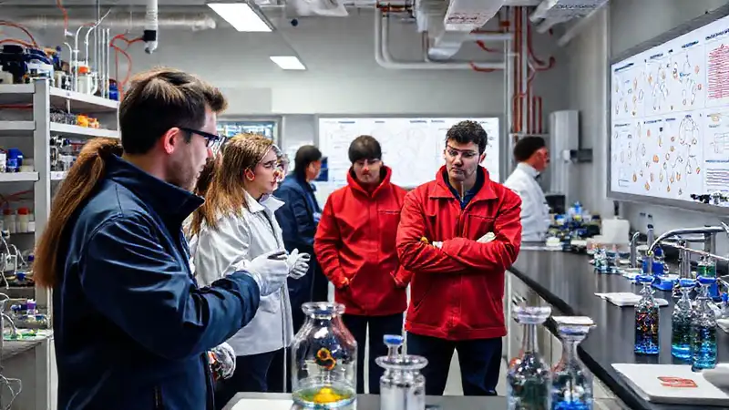 Laboratorio químico con entrenamiento y tecnología moderna