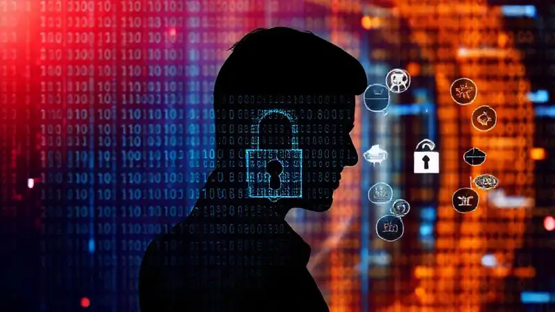 Silueta profesional digital con seguridad y código