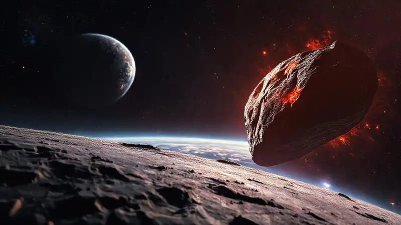 Asteroide cercano a la Tierra en cosmos vibrante