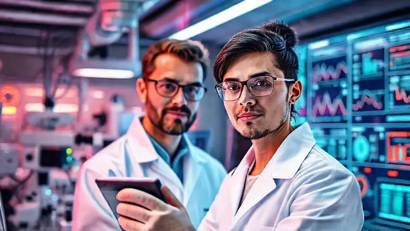 Ingeniero biomédico en laboratorio futurista y profesional