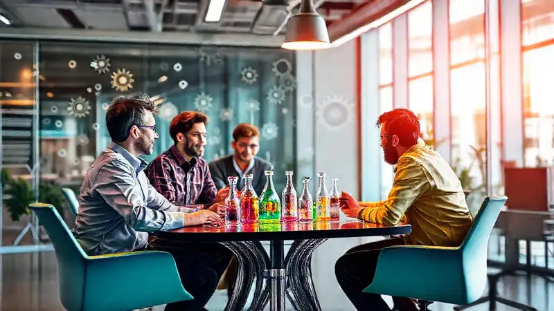 Equipo de ingeniería en sesión creativa y dinámica