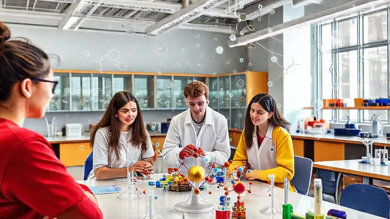 Estudiantes aprenden química con tecnología moderna