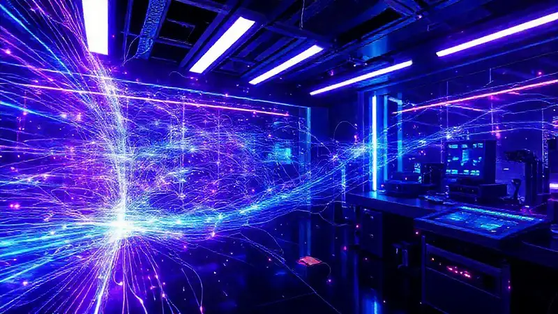 Campo electromagnético futurista en laboratorio moderno