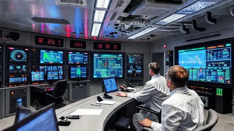Sala de control eléctrica con tecnología avanzada