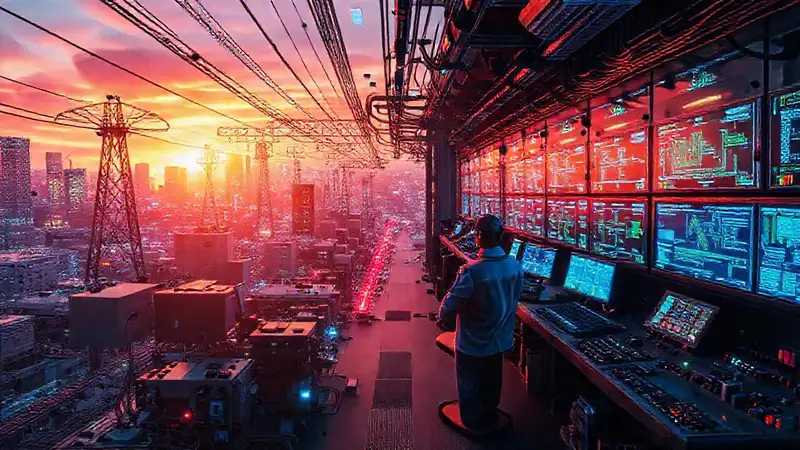 Control de energía en ciudad futurista digital