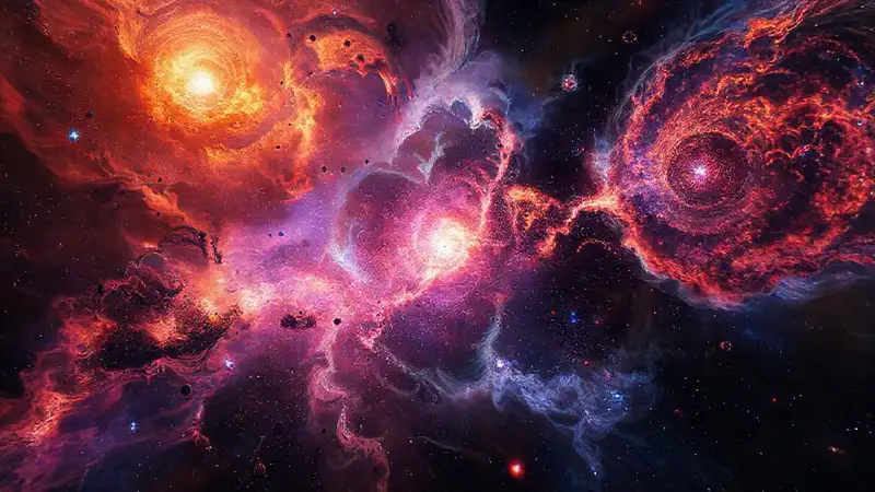Arte futurista de expansión y fenómenos celestiales