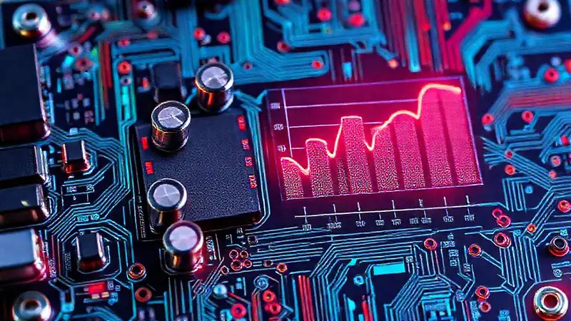 Ilustración moderna de placa y componentes electrónicos