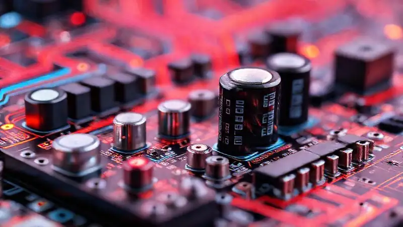 Tarjeta electrónica con capacitores y datos digitales