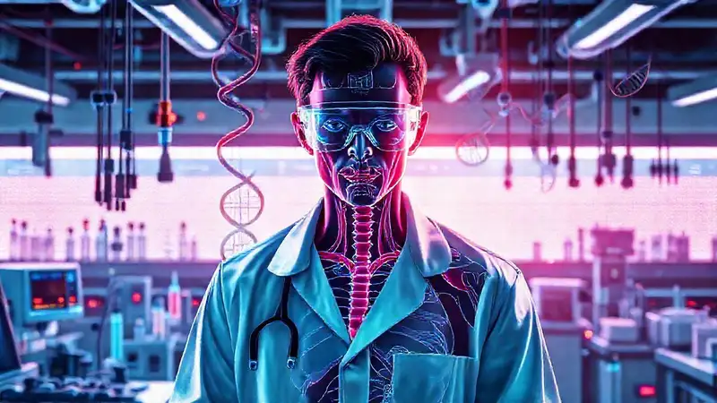 Ingeniero biomédico en tecnología futurista y moderna