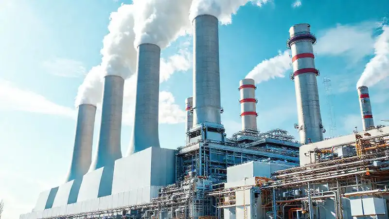 Central moderna con captura de carbono y tecnología
