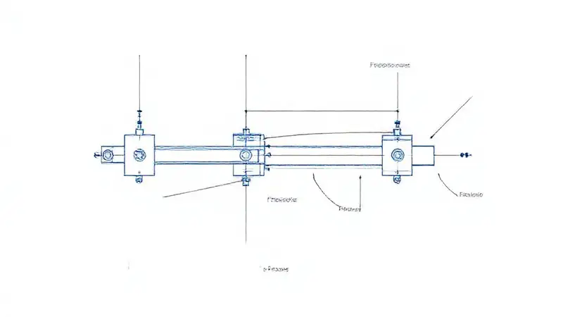 Dibujo técnico de sistema mecánico con fuerzas