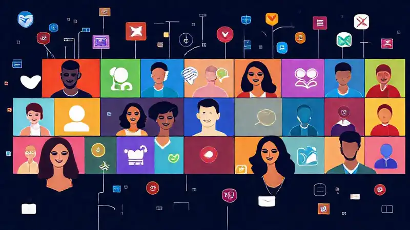 personas conectadas en red social moderna