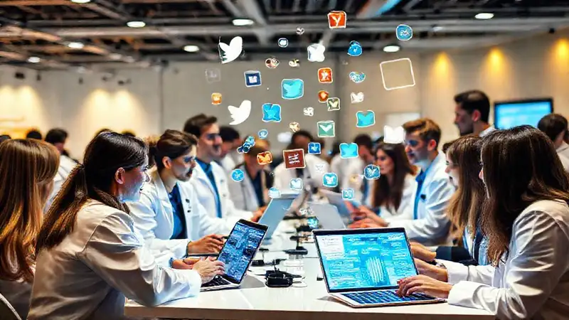 Científicos conectados en conferencia con tecnología