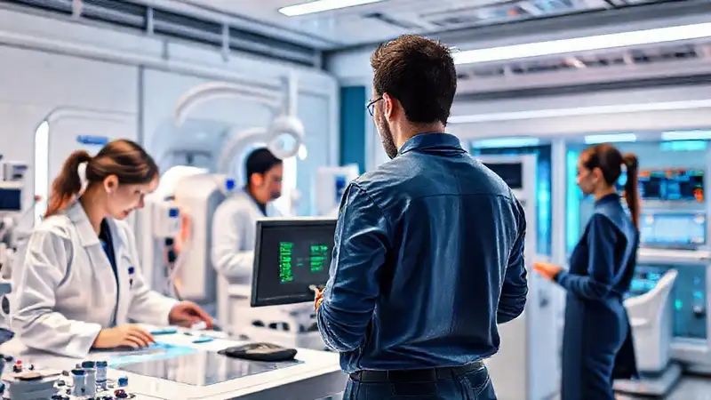 Espacio futurista de ingeniería biomédica innovador