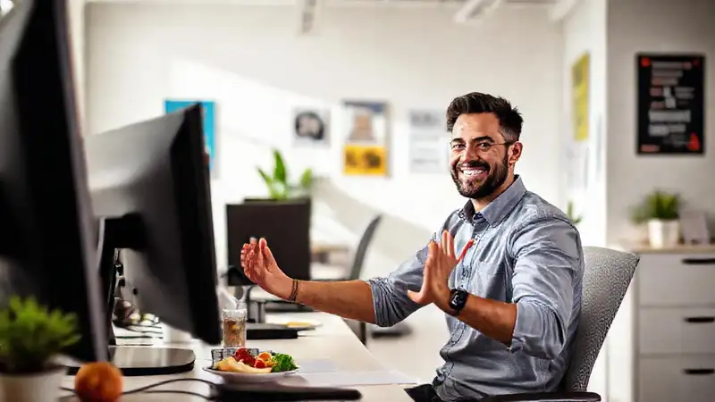 Ingeniero saludable en oficina moderna y motivadora