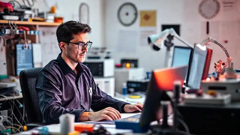Ingeniero biomédico en oficina ordenada y calmada