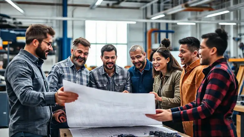 Equipo de ingeniería colaborando en un proyecto