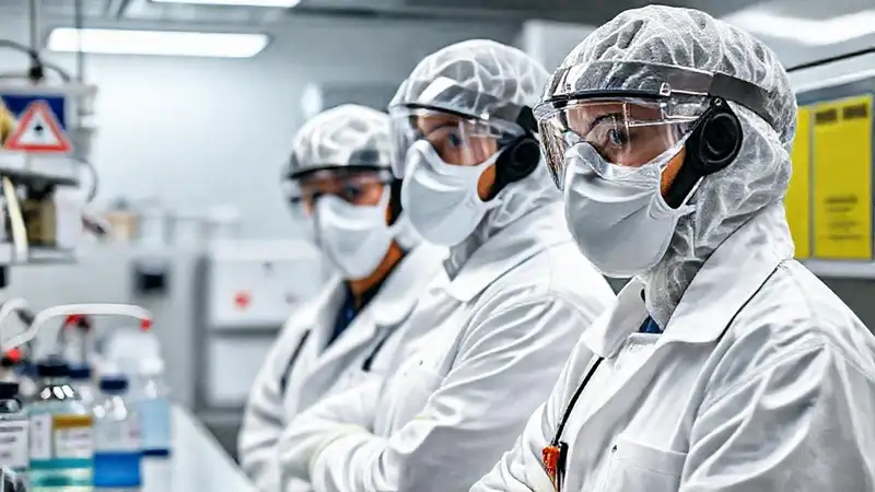Equipo de protección en laboratorio seguro y organizado