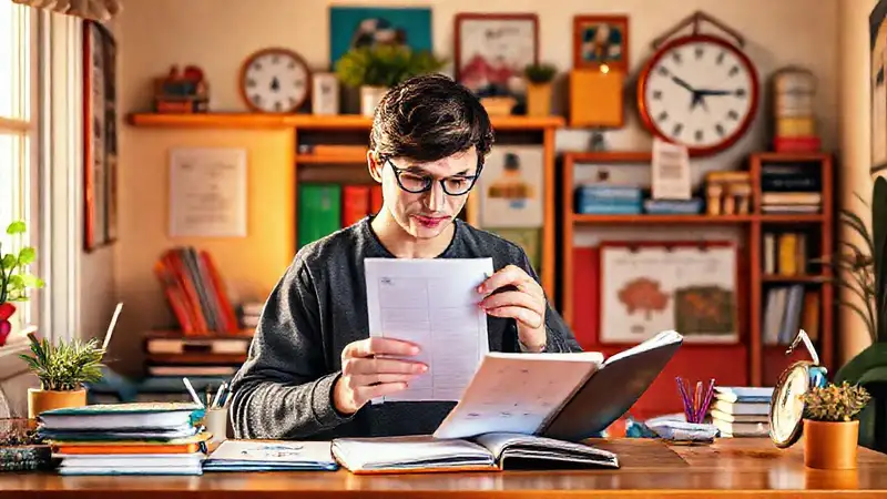Persona organiza su día en un entorno acogedor