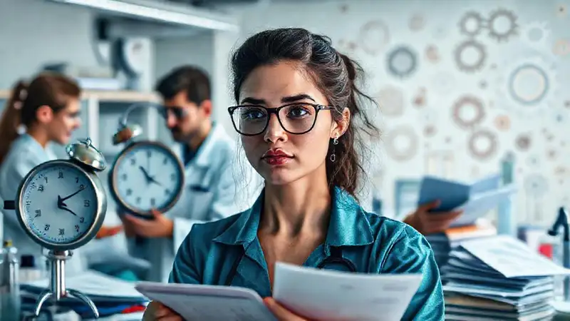 Joven ingeniera en laboratorio motivada y vibrante