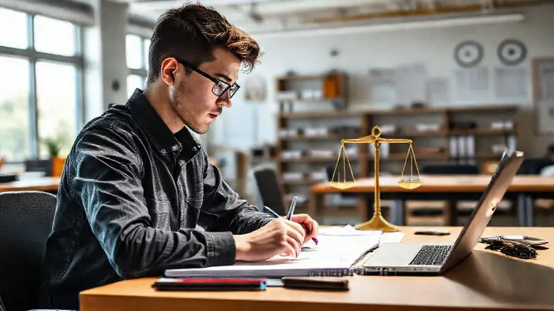 Estudiante estudia en aula inspiradora y organizada