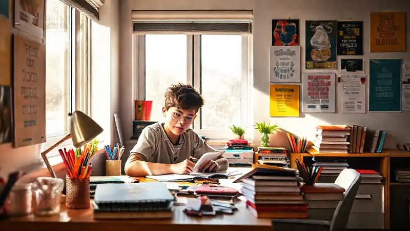 Estudiante motivado en un espacio inspirador