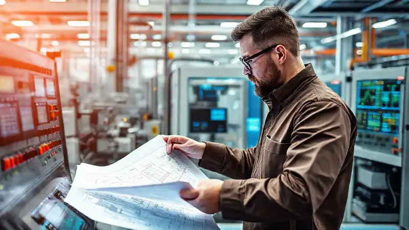 Ingeniero analiza sistemas de control modernos