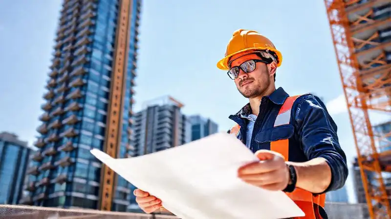 Joven ingeniero en obra