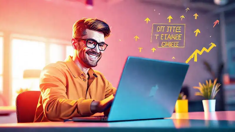 Persona sonriente programando en un entorno inspirador
