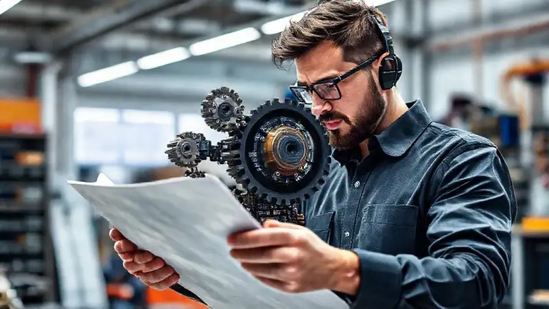 Ingeniero revisa circuitos en taller moderno