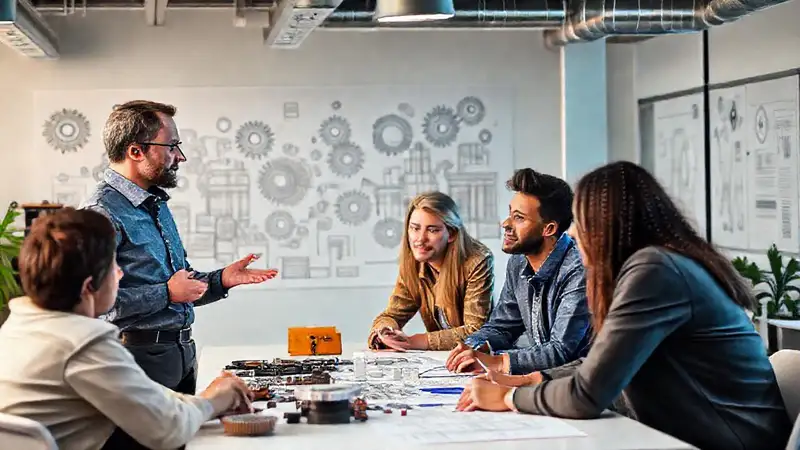 Líder de ingeniería presenta en equipo innovador