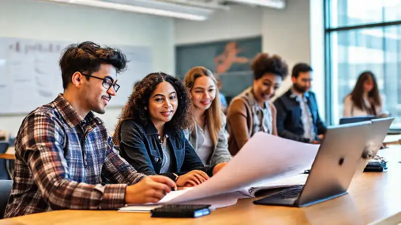 Estudiante de ingeniería civil en equipo motivado