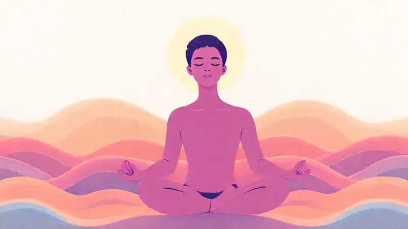 Persona calmada meditando en ambiente sereno